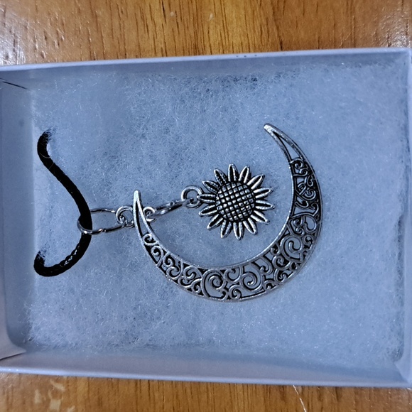 Crescent Moon Sunflower Necklace - Picture 3 of 5